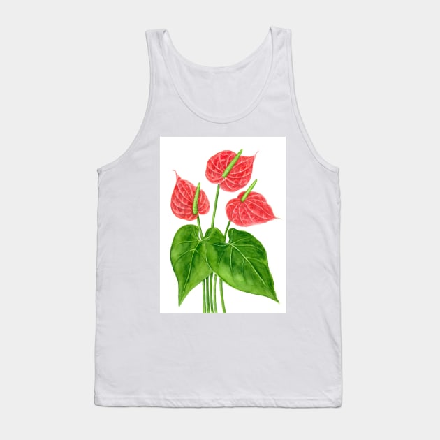 Flamingo flower watercolor Tank Top by katerinamk